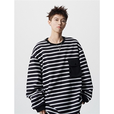 TWY19特P45控88圆领条纹polo圆领情侣卫衣宽松外套男100聚酯，女装短外套，电商B370