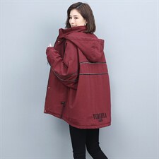 2025年冬季时尚潮流中长款休闲加绒加厚刺绣派克服，女装派克服，独衣靓