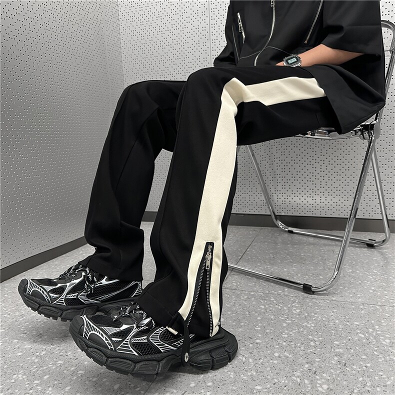 2025新款拼色休闲裤港风宽松直筒男裤A061-JM5653-50控68图片