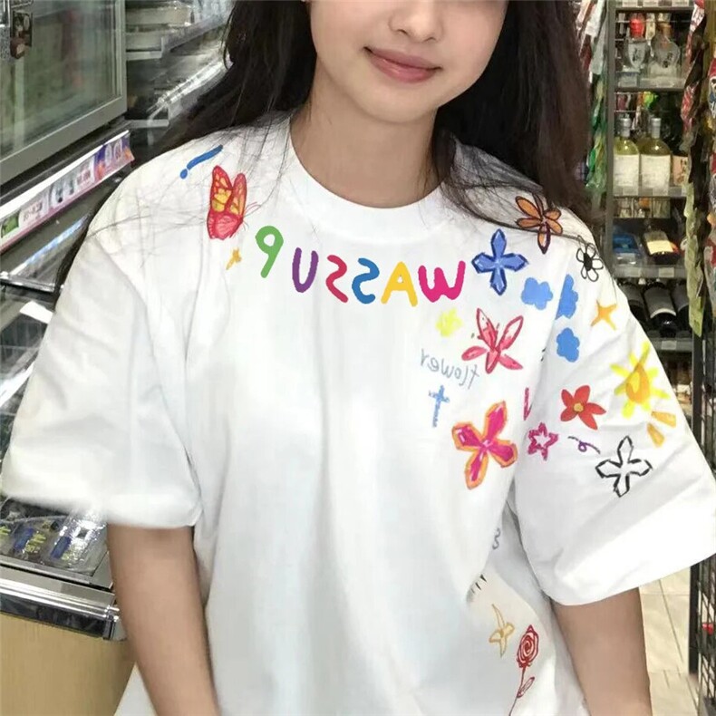 破坏蕾丝拼接牛仔裤男款美式高街vibe裤子潮牌痞帅炸街直筒微喇裤,男装T恤,星座310A-4
