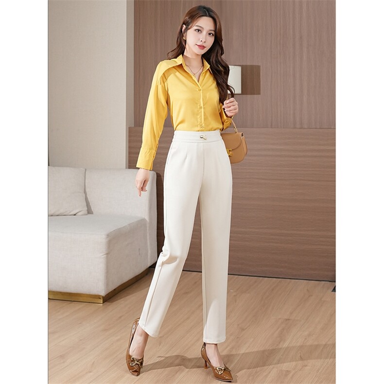 高级感通勤西装裤2024年春季高腰显瘦商务/OL烟管裤九分休闲裤子，女装休闲裤，君汇