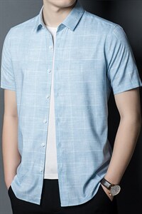 夏季新款2022中年男士短袖衬衫休闲免烫爸爸装衬衣上衣图片
