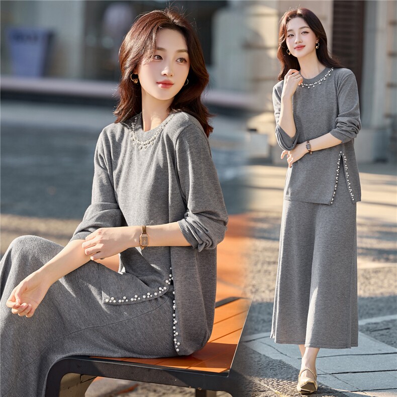 小香风针织套装裙2025秋季新款chic高级感大方得体盐系轻熟两件套，女装套装/套裙，辉煌依升