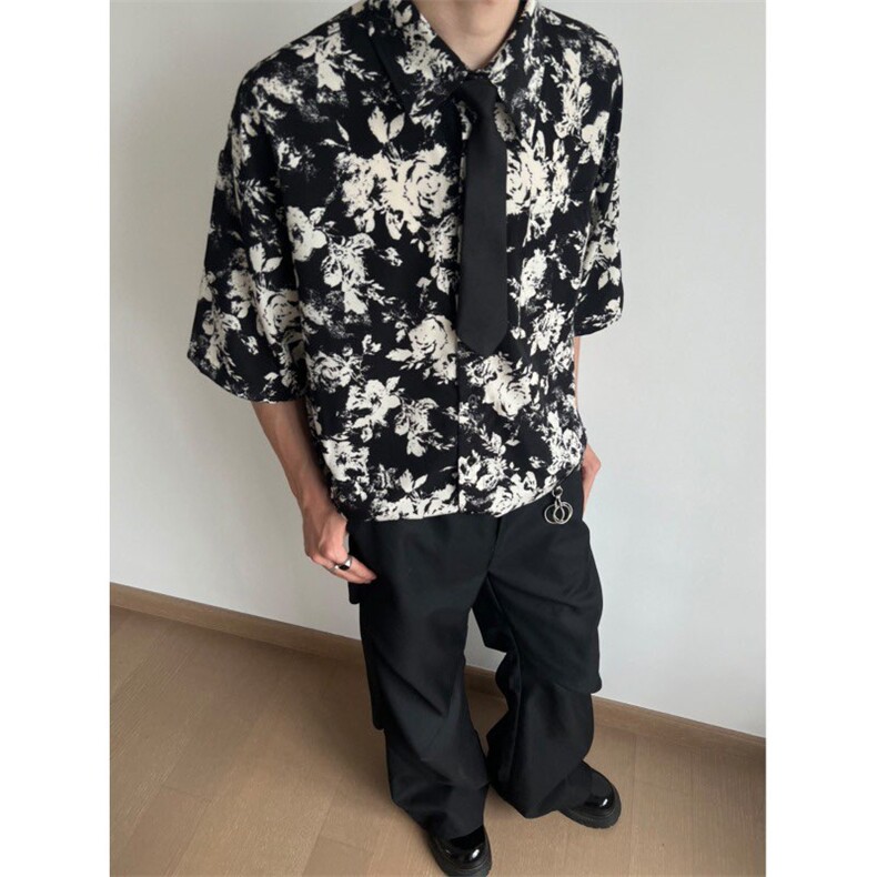 夏季黑玫瑰夏威夷冰丝衬衫ZC0110-特批28,男装衬衫,星座313A(原308A-2)