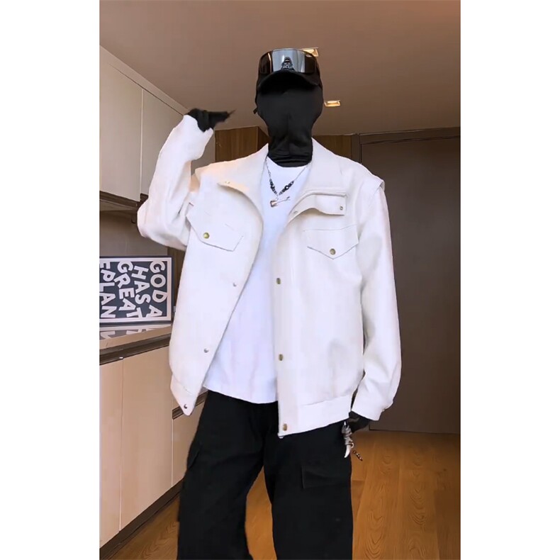 美拉德咖色pu皮夹克男秋季美式复古短款机车服cleanfit高级感外套，男装皮衣，电商A128