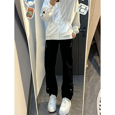 B221美式ins高街暗黑小众个性铆钉小脚牛仔裤LK23142-P65控88，男装牛仔裤，电商B221