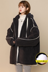 冬装中性风加厚羊羔绒连帽外套保暖羽绒服男女 8153-P195 控价268图片