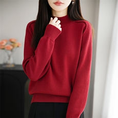 2026年秋季时尚百搭通勤简约休闲半高，女装针织衫/毛衣，彩羽羊绒