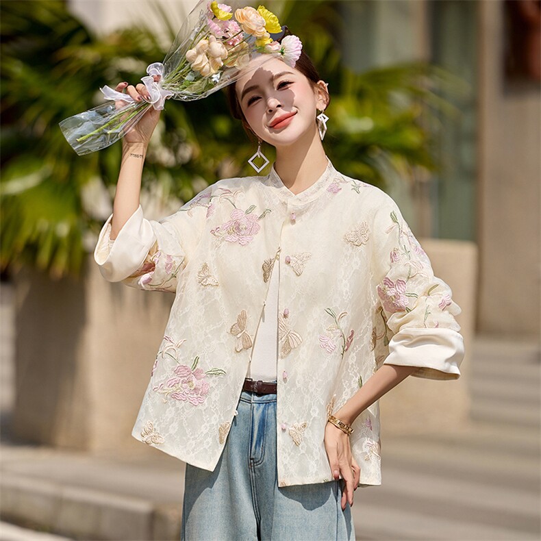 新中式国风刺绣外套女春秋轻奢高级感小个子减龄小香风防晒衣上衣,女装短外套,依如秀(原杭风阁)