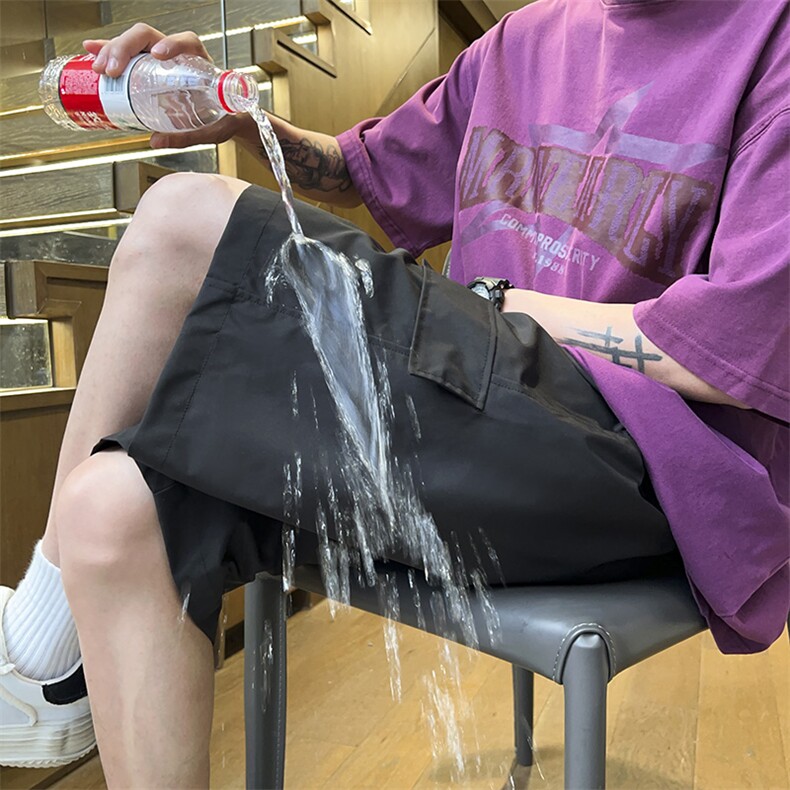 港风工装休闲裤高街五分裤宽松沙滩裤直通短裤DK308P28,男装休闲裤,星座1204-3