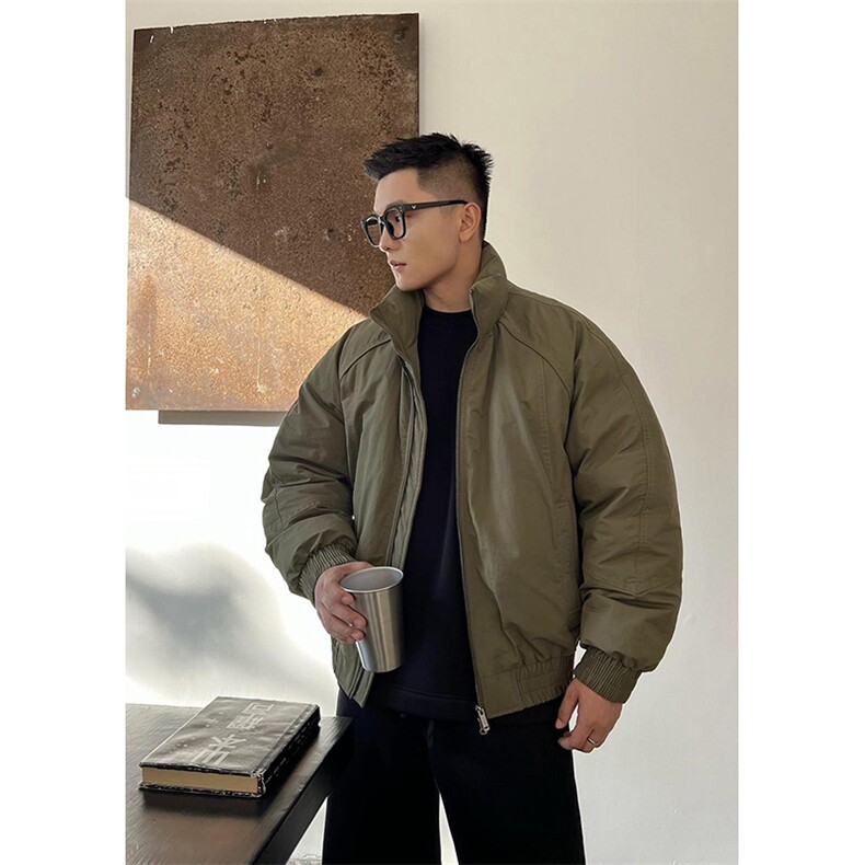现货美式高街休闲棉衣夹克三防立领纯色户外工装加厚棉服外套,男装夹克,电商A486
