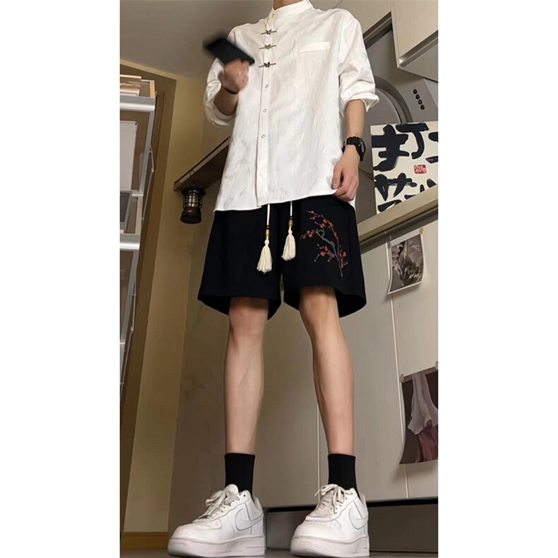 新中式高街ins小众梅花hiphop五分休闲短裤运动裤《图案以注册》图片
