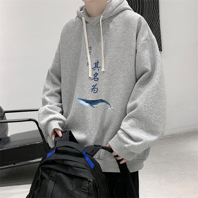 WY2261-P35加绒款-P40纯棉连帽卫衣男大码运动帽衫宽松薄外套男,男装卫衣,电商A040