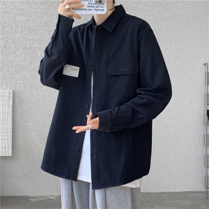 纯棉高品质工装全棉情侣装白色长袖衬衣外套棉CS015图片