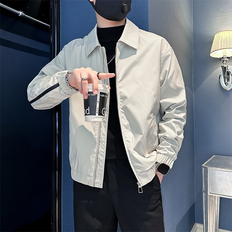 痞帅炸街潮流翻领夹克男士外套社会小伙店主风301C-JK13-P98控138图片