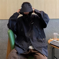 冲锋衣夹克男韩版潮连帽字母刺绣户外2025秋冬季ins外套W5062-P60，男装夹克，星座412