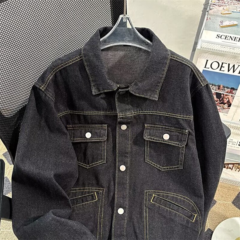 牛仔夹克男春秋季新款潮牌痞帅宽松百搭工装休闲外套6611P64,男装夹克,星座410-2
