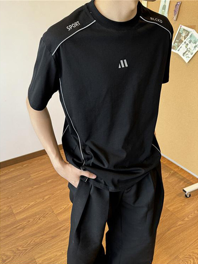 网图索罗娜短袖T恤夏季潮牌宽松设计感男士运动休闲上衣特P28,男装T恤,电商C306-1