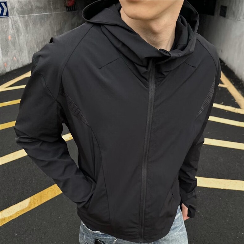 网眼原纱美式立领防晒衣男夏季休闲运动跑步轻量透气显瘦防晒外套,男装防晒衣,星座1210-1