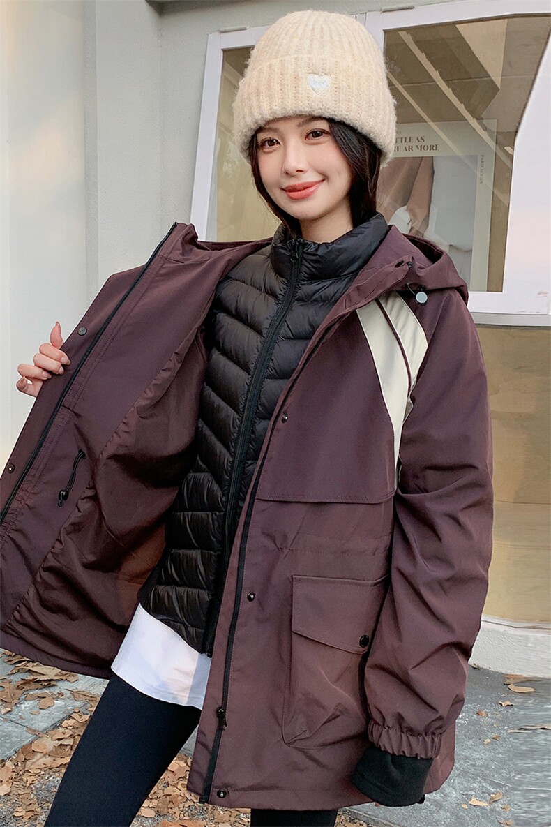 冬装时尚休闲羽绒派克羽绒两件套可脱卸1C056-A29-P275K388,女装羽绒服,2D045