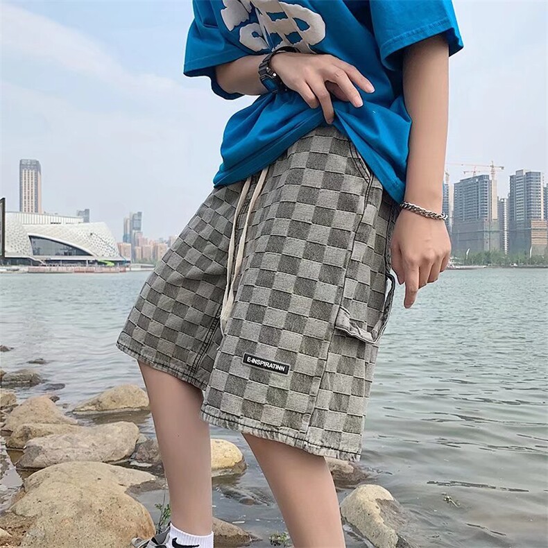 阔腿牛仔短裤男夏季薄款2023新款复古百搭工装五分裤N472P38,男装牛仔裤,星座1116-2