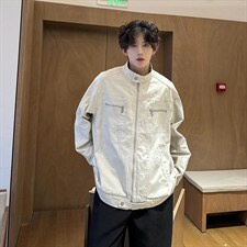 26春装高品质老钱风立领夹克外套男女美式潮牌拉链工装风宽松上衣，男装夹克，电商A486