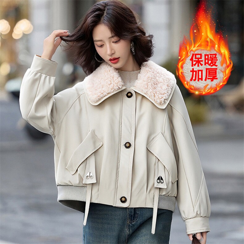 （现货）冬季新款时尚保暖棉服加绒加厚外套娃娃领棉衣女短款,女装棉衣/棉服,韩蔻秀