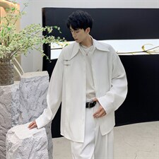 2026新款长袖衬衫男女高级新中式白衬衣大码宽松风盘扣休闲外套，男装衬衫，星座601-2