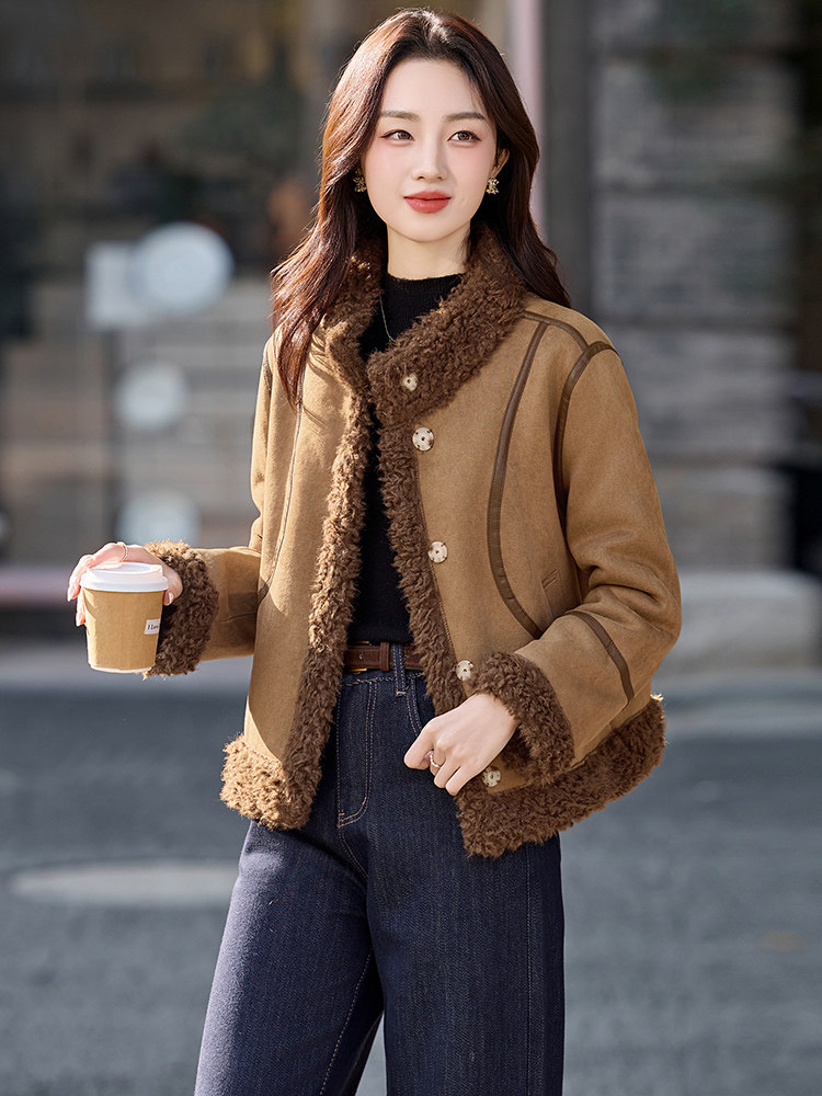 （现货）XBL新款2025年冬季保暖皮毛一体羊羔毛大衣性价比高送包,女装羽绒服,欣贝拉