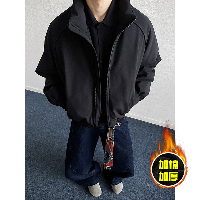 现货美式高街休闲棉衣夹克三防立领纯色户外工装加厚棉服外套图片