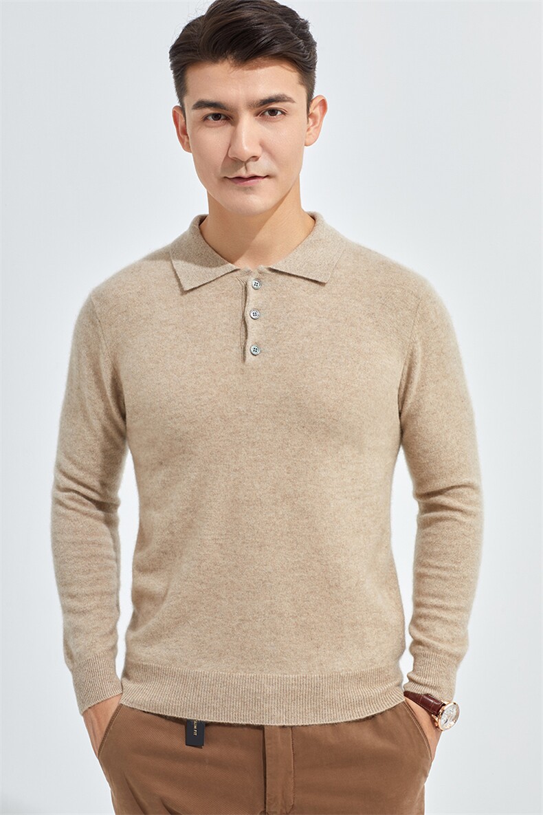 高品质男士羊绒POLO衫简约时尚舒适保暖商务休闲,男装羊绒套衫,牧群羊绒