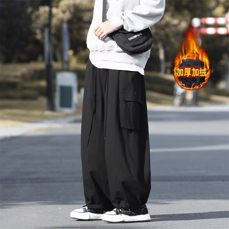 日系直筒工装裤男冬季潮牌阔腿裤2024新款宽松休闲长裤K4691-P46,男装休闲裤,星座412-2