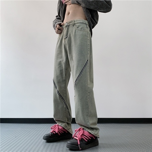 美式高街牛仔裤男拉链开衩个性帅气2023秋季ins长裤RK894-P46图片