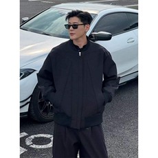 网图黑色美式红内短款飞行夹克男秋季解构倒三角设计感外套痞帅，男装夹克，四季星座505