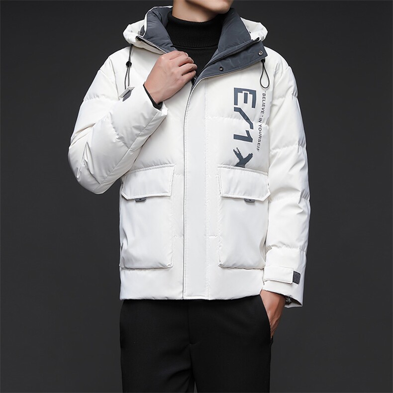 2023冬季新款男士连帽羽绒服上衣中年商务休闲厚款保暖白鸭绒外套，男装羽绒服，电商B212（原钱塘6029）