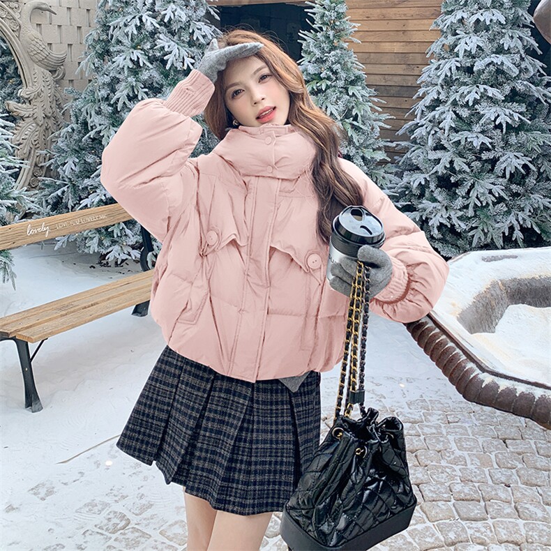 时尚保暖女款羽绒服甜美粉色短款外套冬季新款白鸭绒上衣,女装羽绒服,米雪儿
