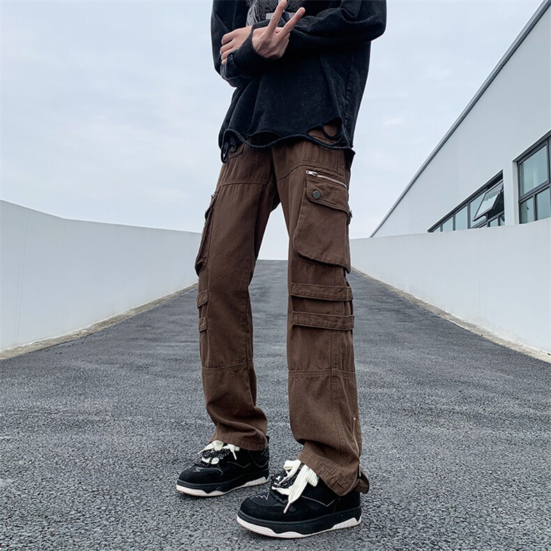 B221美式ins高街暗黑小众拉链工装休闲裤子LK23045-P75控98,男装休闲裤,电商B221