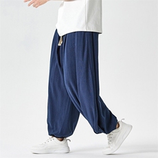 夏季新款大码日系风复古棉麻亚麻休闲灯笼裤裤男女K306/P75，男装休闲裤，电商A221A
