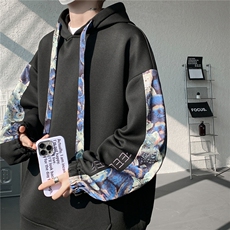 WY10197特P42春季新款小熊拼接高质量连帽大码卫衣上衣男，男装卫衣，电商A059