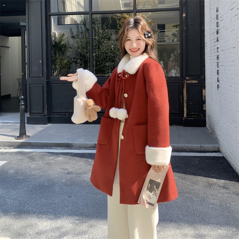 新款毛呢内胆90羽绒呢料中长款外套P255-K358,女装毛呢外套,2C299