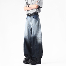 WD920-风格店数据款渐变洗水弯刀牛仔裤(P65X98)3，男装牛仔裤，电商C315