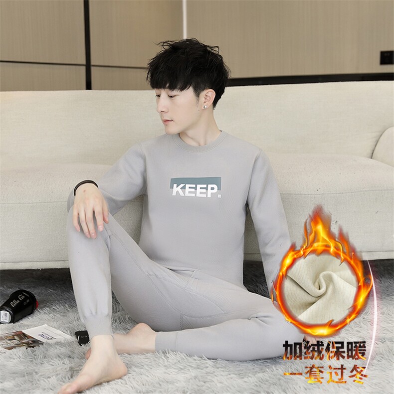 秋冬保暖内衣男士秋衣秋裤加绒加厚青年l两件套套装TZ3133-P67,男装棉衣,星座310B-3