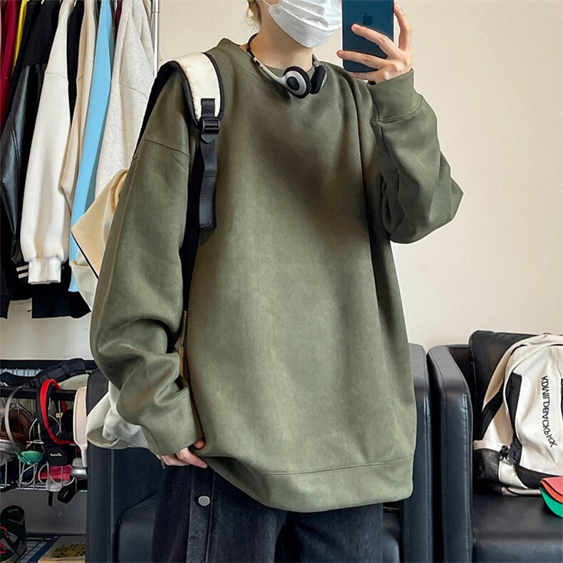 潮流麂皮绒圆领加厚卫衣大码宽松休闲内搭W4612-P28【特价】,男装卫衣,电商A007