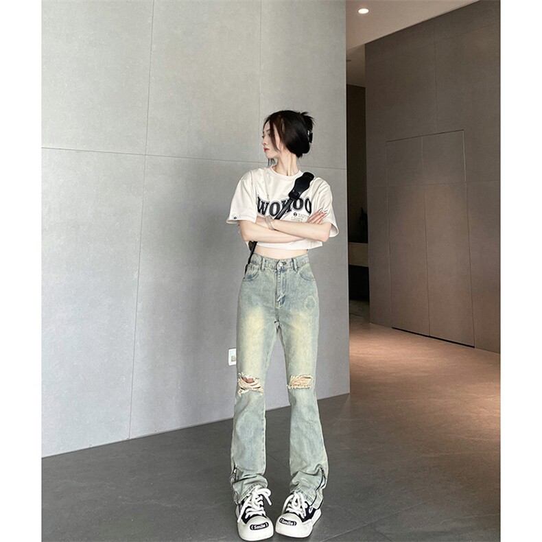 B221美式ins高街暗黑小众拉链破洞牛仔裤LK23076-P65控88,男装牛仔裤,电商B221