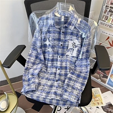 美式潮格子刺绣衬衫男女ins日系HC77P40，男装衬衫，星座1116-2