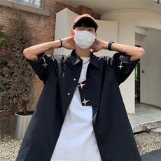 夏季潮五分袖男百搭新款时尚青春流行标准潮流文艺日常衬衫，男装衬衫，星座716-2