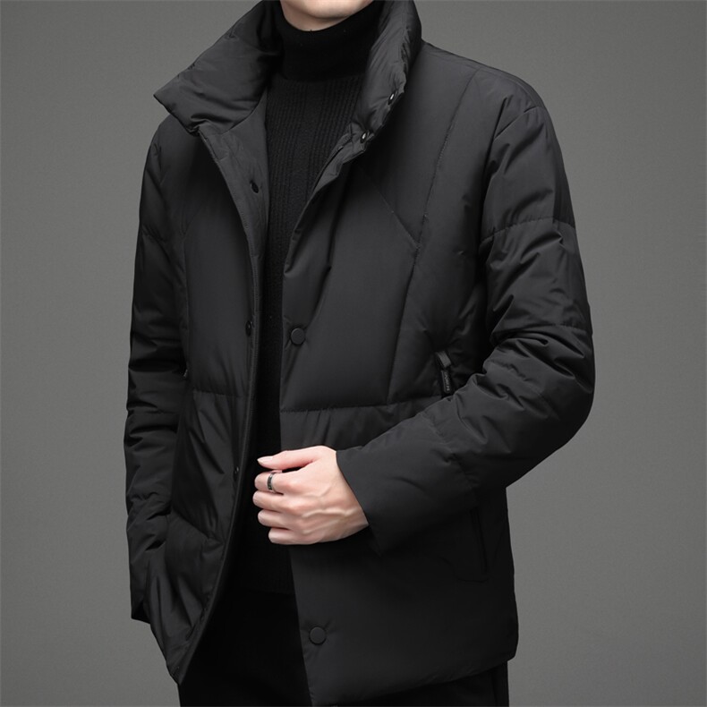 男士白鸭绒羽绒服冬季中年商务休闲爸爸装加厚保暖立领外套新款,男装羽绒服,电商B212（原钱塘6029）
