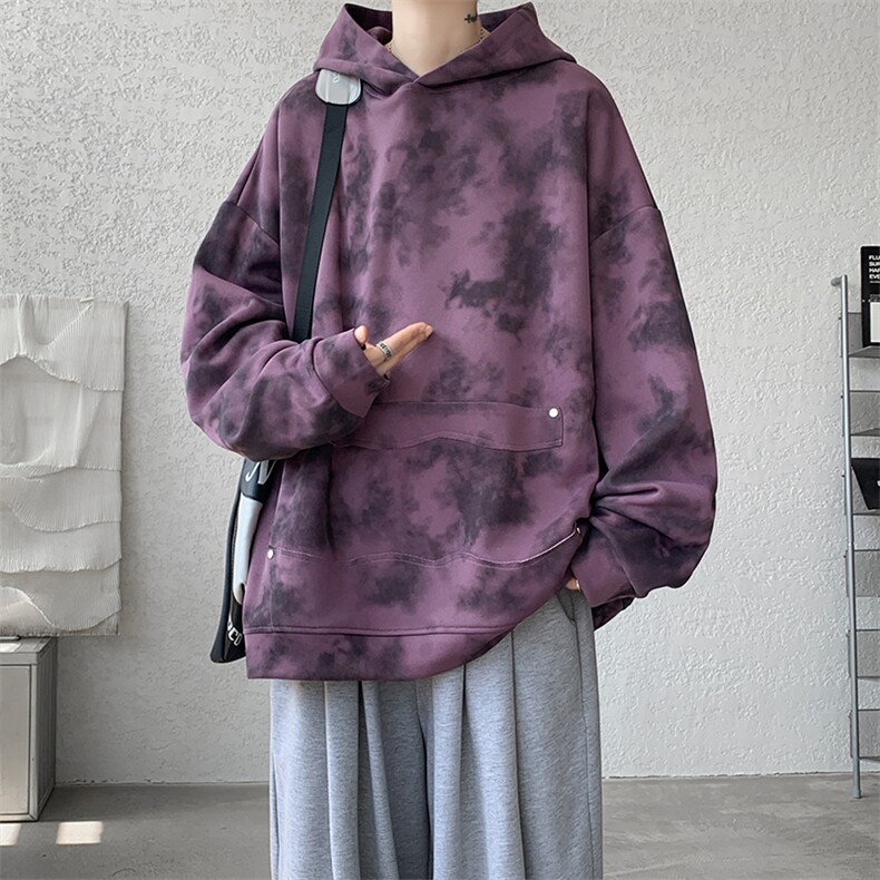 现货WY10085-特P50360g面料扎染高品质宽松连帽卫衣,男装卫衣,电商A059