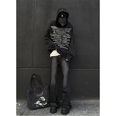 美式ins高街hiphop重工艺水洗暗黑微喇牛仔裤货号K2401P60，男装牛仔裤，电商A063