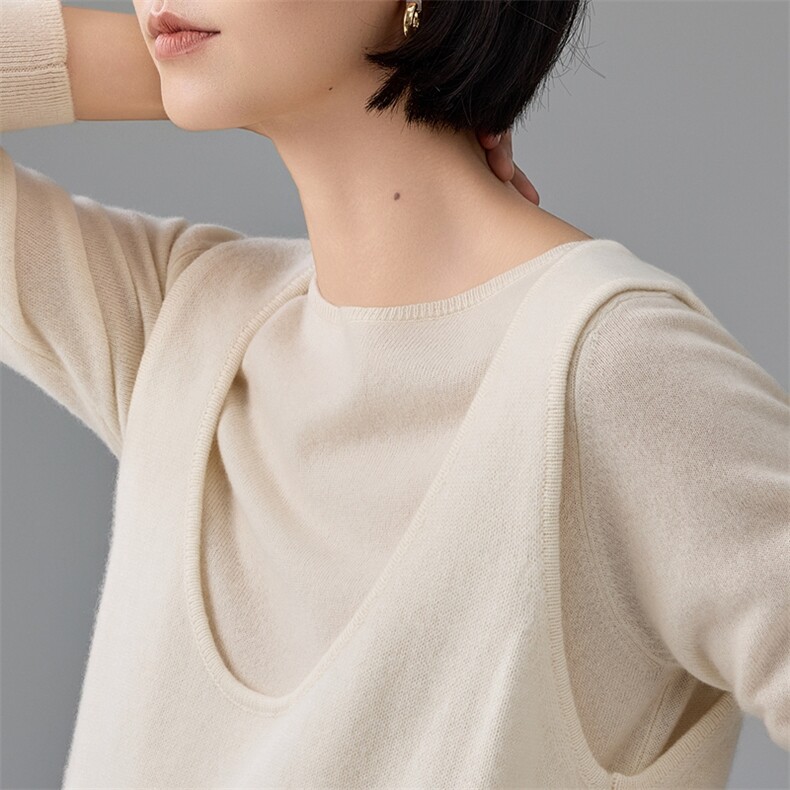2025秋冬新款女羊绒衫100%纯羊绒加厚圆领针织马甲鲁迅同款毛背心,女装羊绒衫,绒知纯羊绒